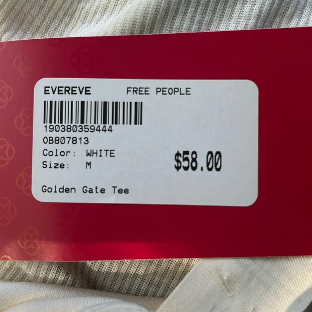 NWT Free People Golden Gate Tee, White, Medium; slouchy white long-sleeve tee